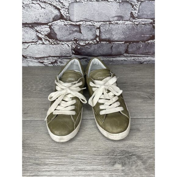 Philippe Model Paris Olive Green Leather Casual Sneakers Junior Sz 31EU/13.5M US - Picture 2 of 16
